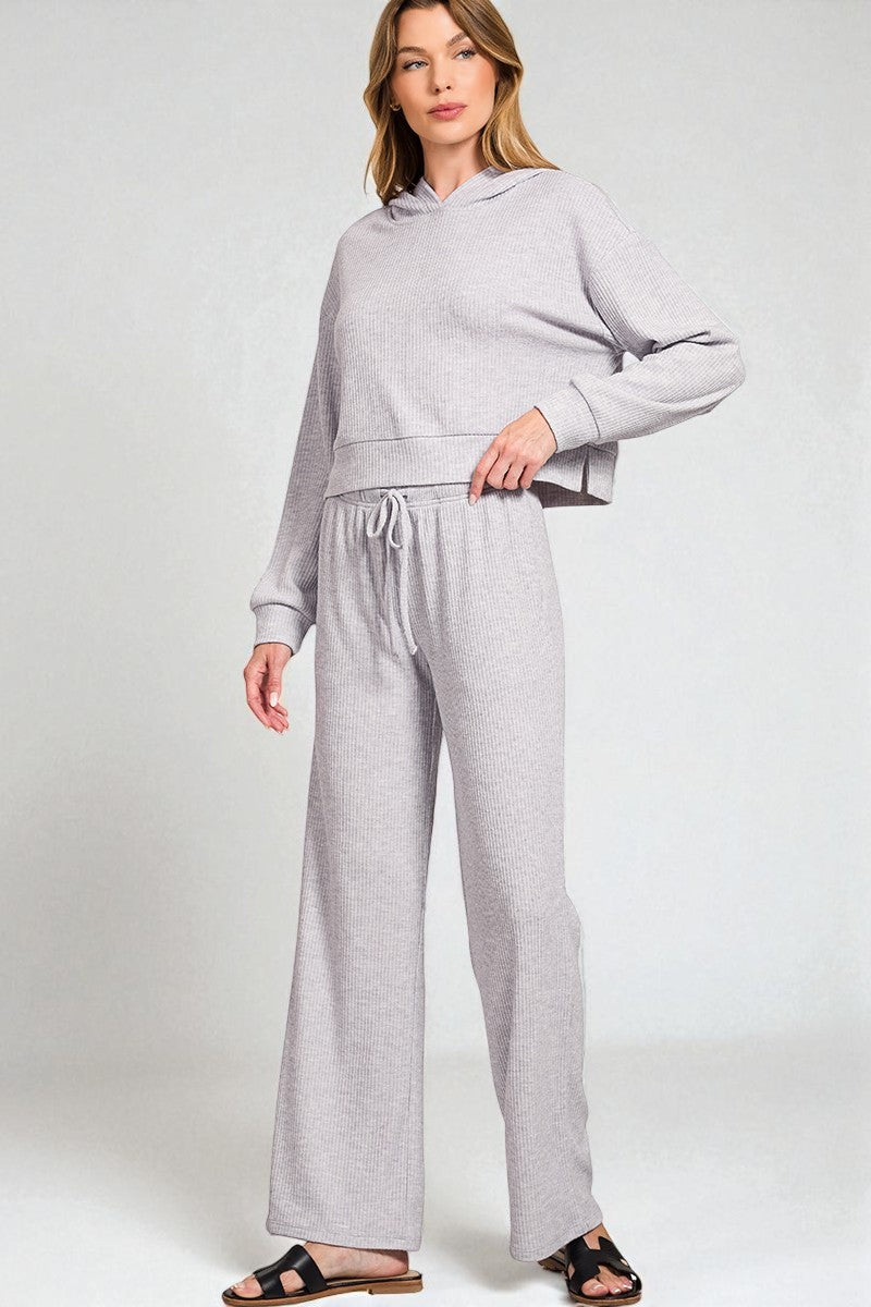 Heather Gray Ribbed Knit Lounge Pants
