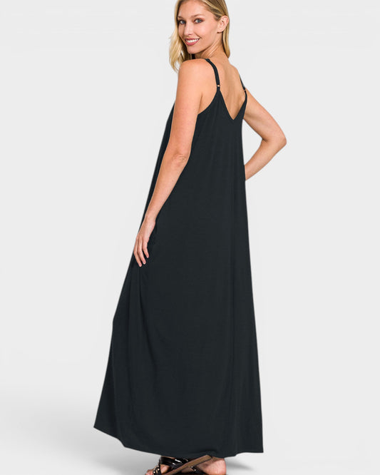 Black V-Neck Maxi Dress
