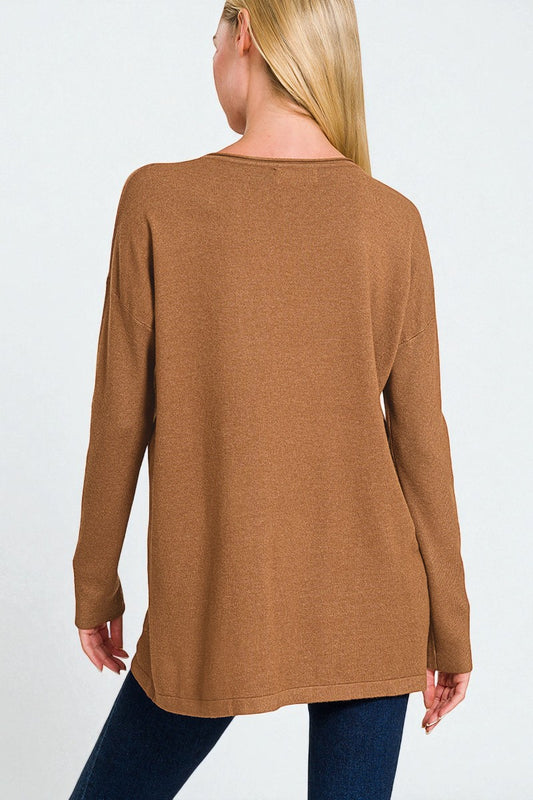 Camel Pocket Tunic Sweater
