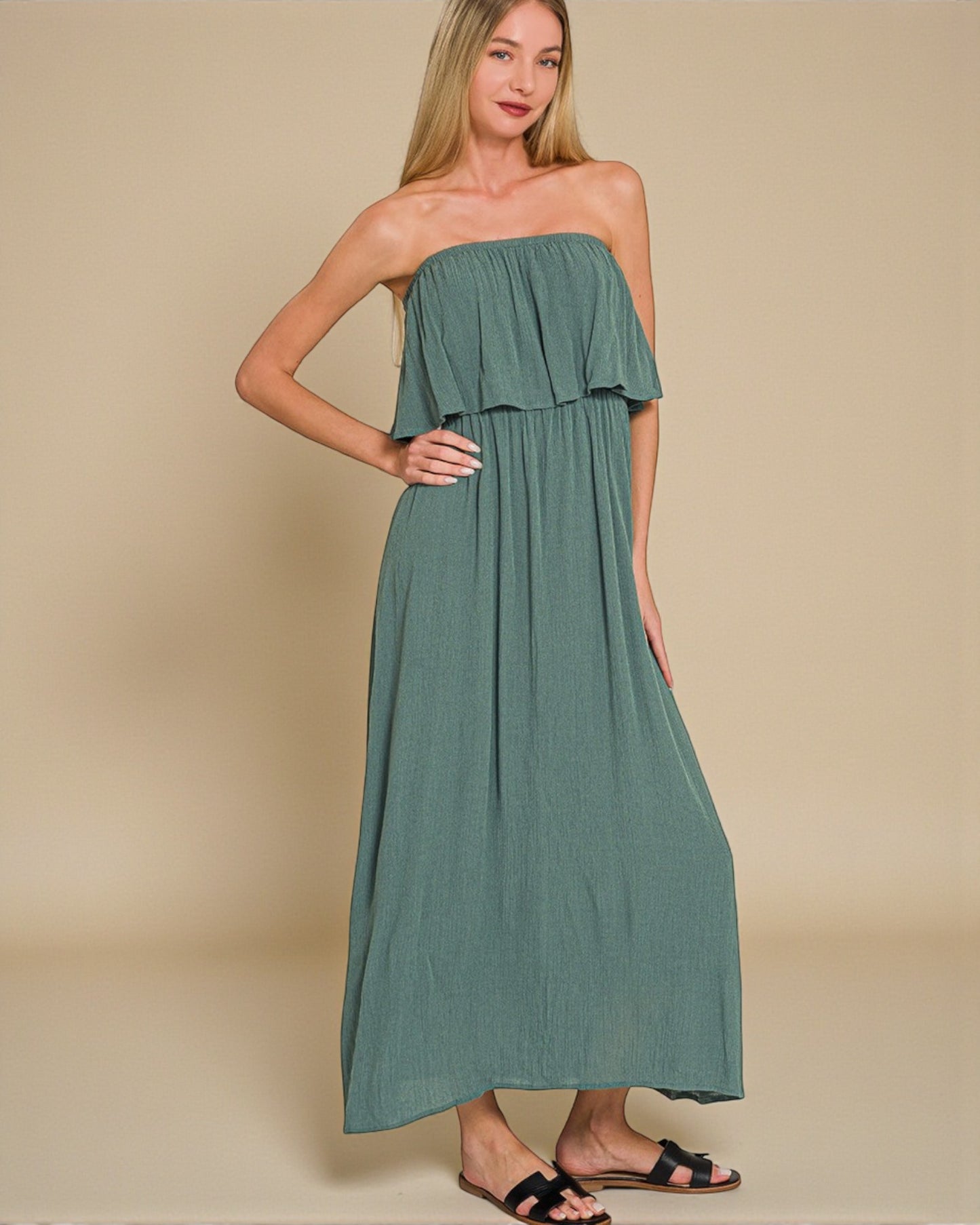Sage Strapless Maxi Dress