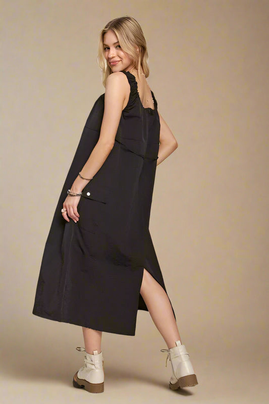 ADORA - Black Cargo Midi Tank Dress