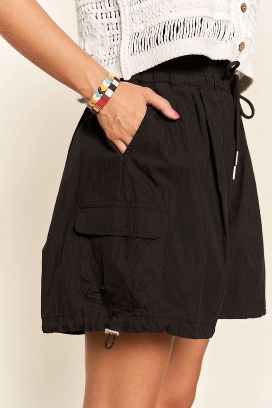 ADORA - Black Drawstring Shorts with Pockets
