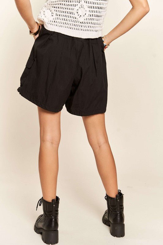 ADORA - Black Drawstring Shorts with Pockets