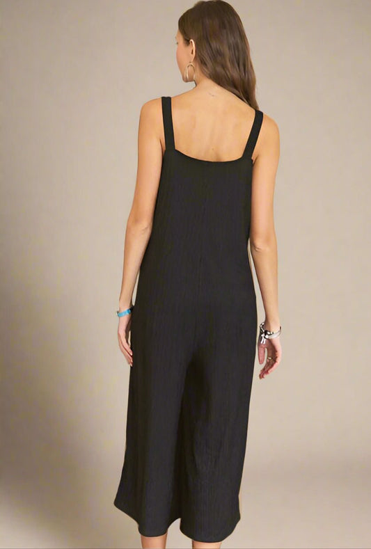 ADORA - Black Wide - Leg Sleeveless Jumpsuit
