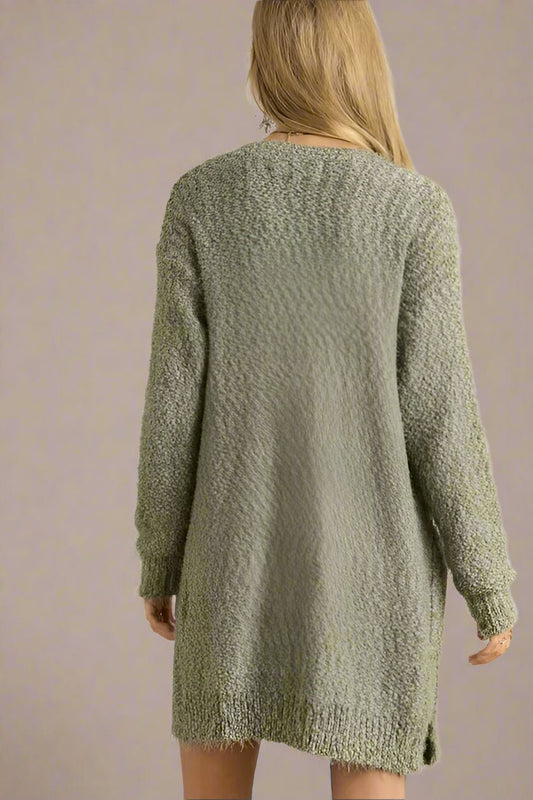 ADORA - Cozy Popcorn Knit Cardigan in Smoky Sage