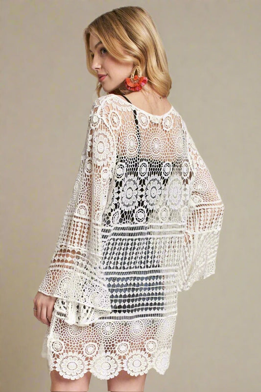 ADORA - Crochet Lace Bell Sleeve Cover - Up in Ivory