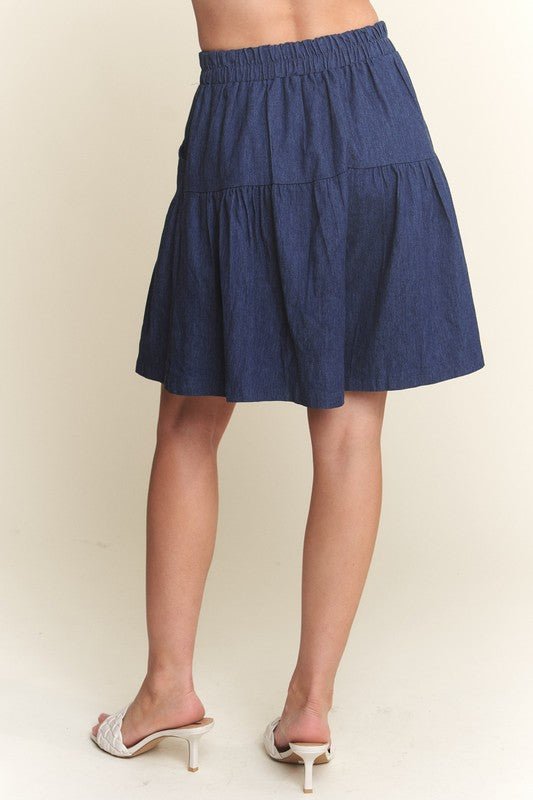 ADORA - Dark Navy Wide Leg Denim Shorts
