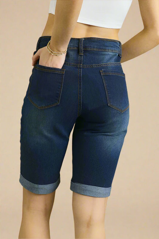 ADORA - Distressed Denim Bermuda Shorts