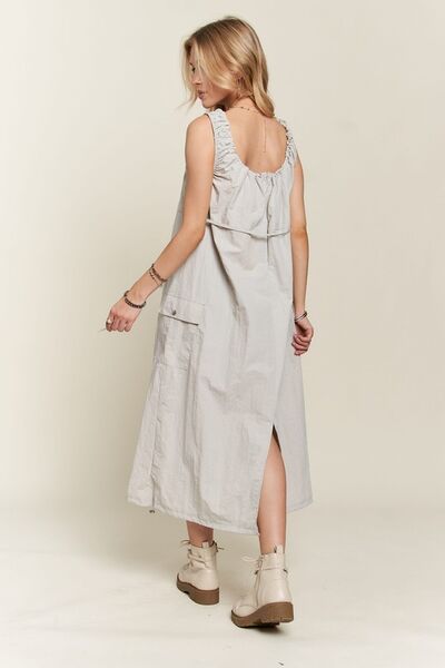 ADORA - Light Gray Cargo Midi Tank Dress