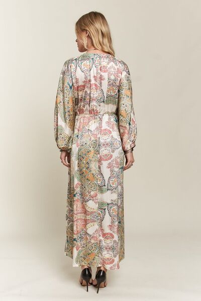 ADORA - Light Green Printed Batwing Sleeve Maxi Dress