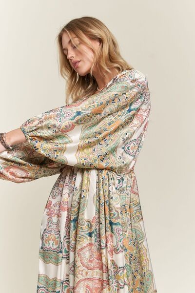 ADORA - Light Green Printed Batwing Sleeve Maxi Dress
