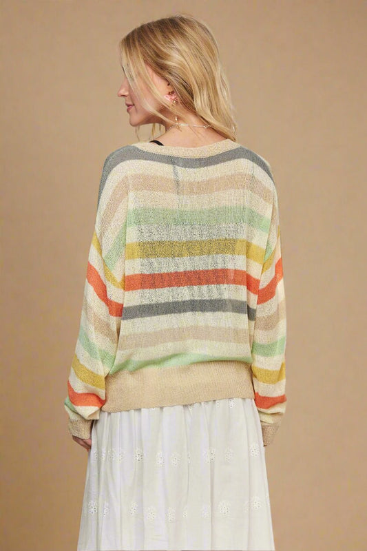 ADORA - Lightweight Striped Knit Pullover – Sunset Multi