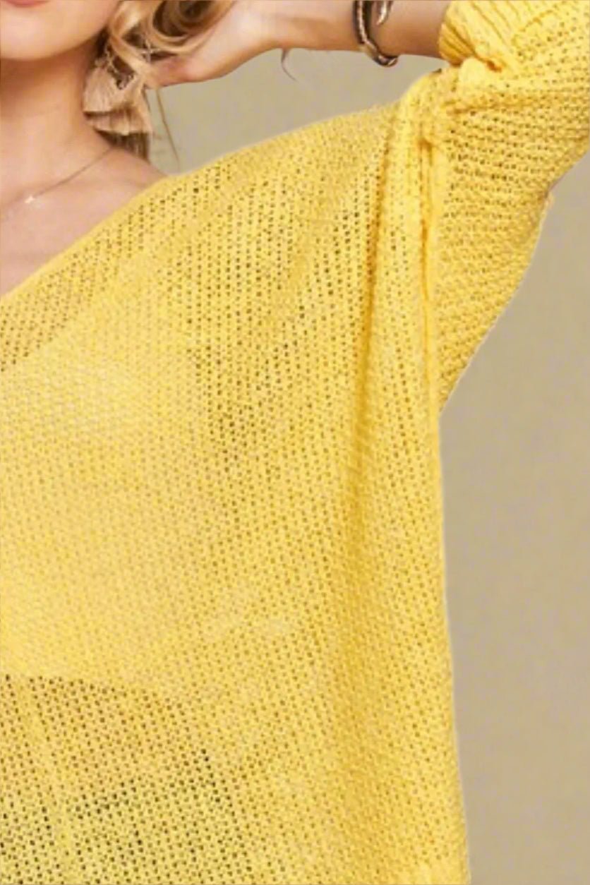 ADORA - Oversized Lightweight V - Neck Sweater in Soft Butter Yellow