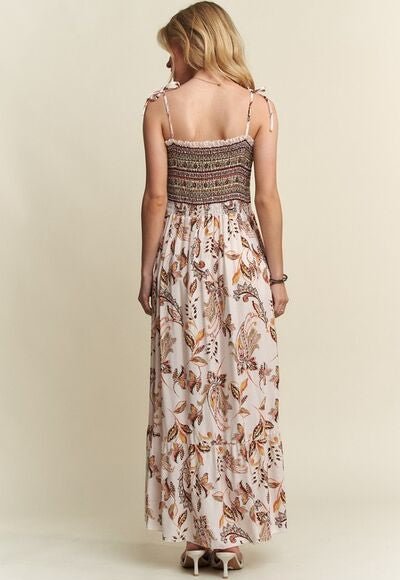 ADORA - Smocked Printed Cami Maxi Dress in Ivory