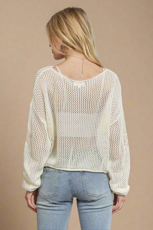 ADORA - Star Knit Mesh Sweater – Cream & Ivory
