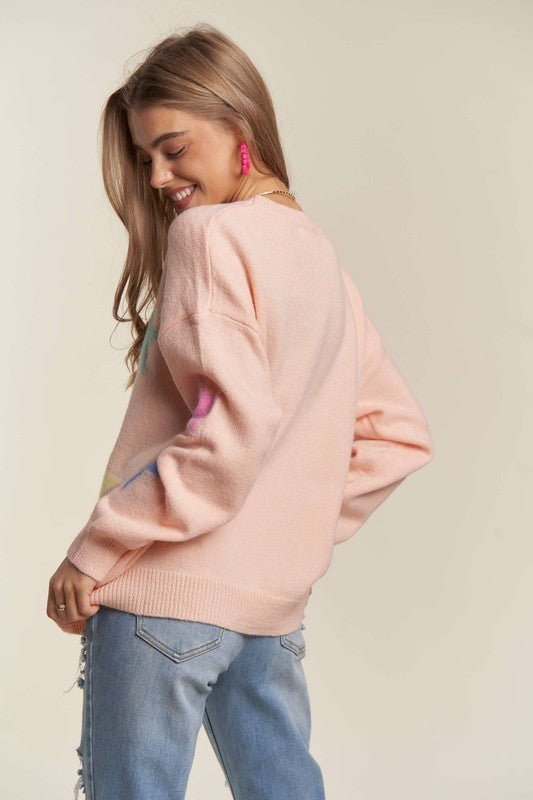 ADORA - Star Pattern Sweater in Blush