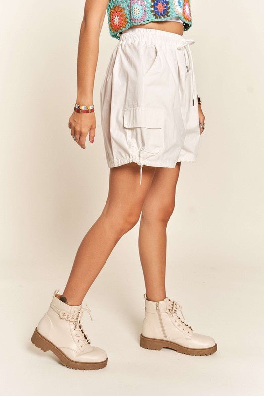 ADORA - White Drawstring Shorts with Pockets