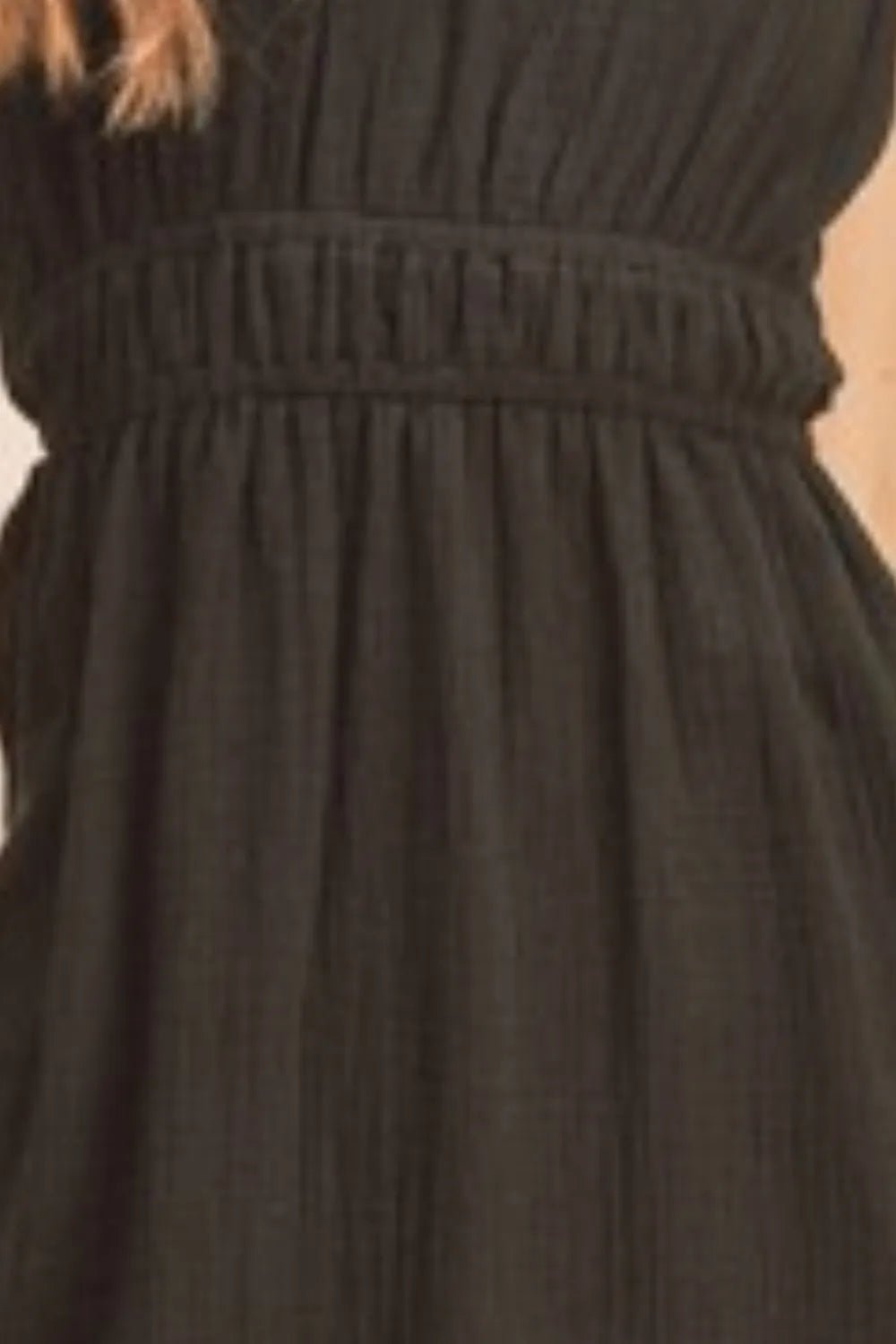 AEMI+CO - Black Smocked Waist Midi Dress