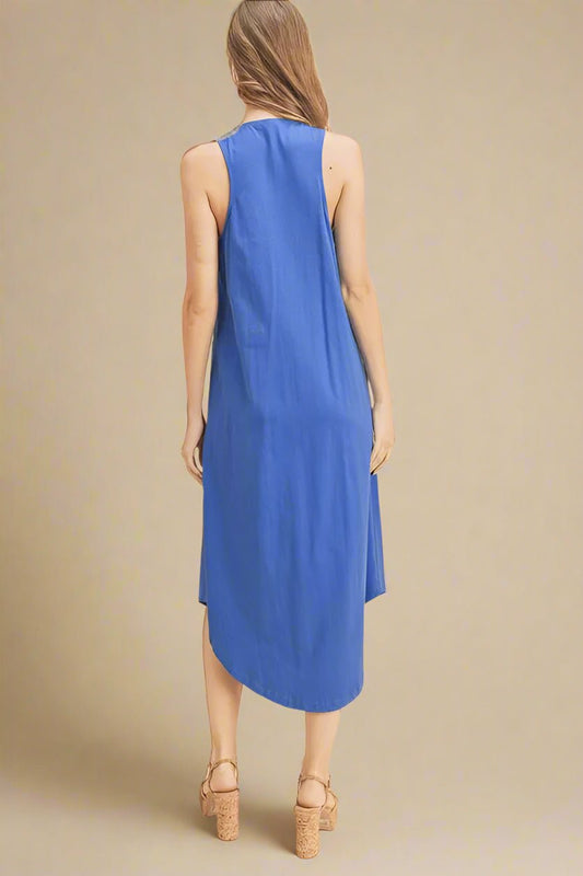 AEMI+CO - Cobalt V - Neck Swing Midi Dress