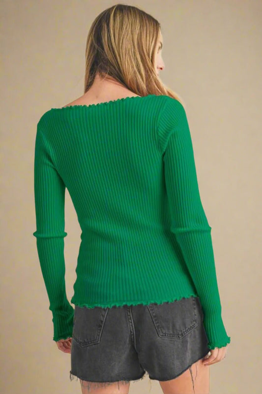 AEMI+CO - Dark Green Lettuce Edge Top