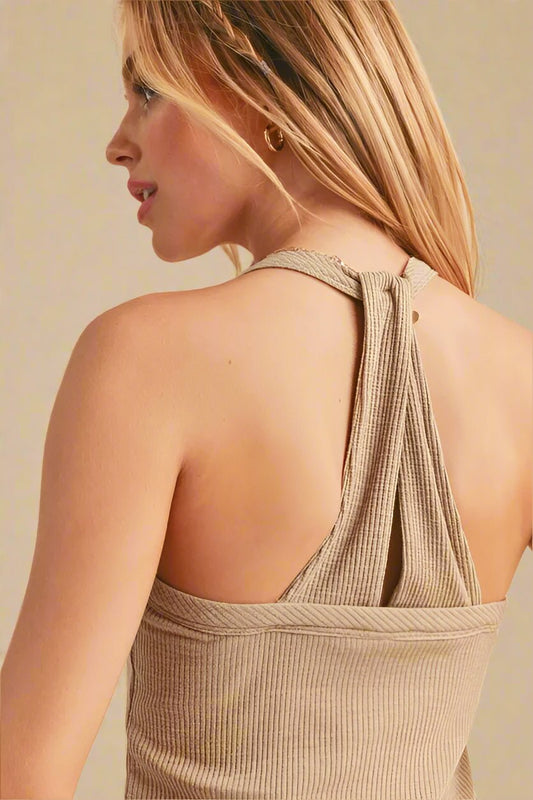 AEMI+CO - Oatmeal Ribbed Racerback Tank