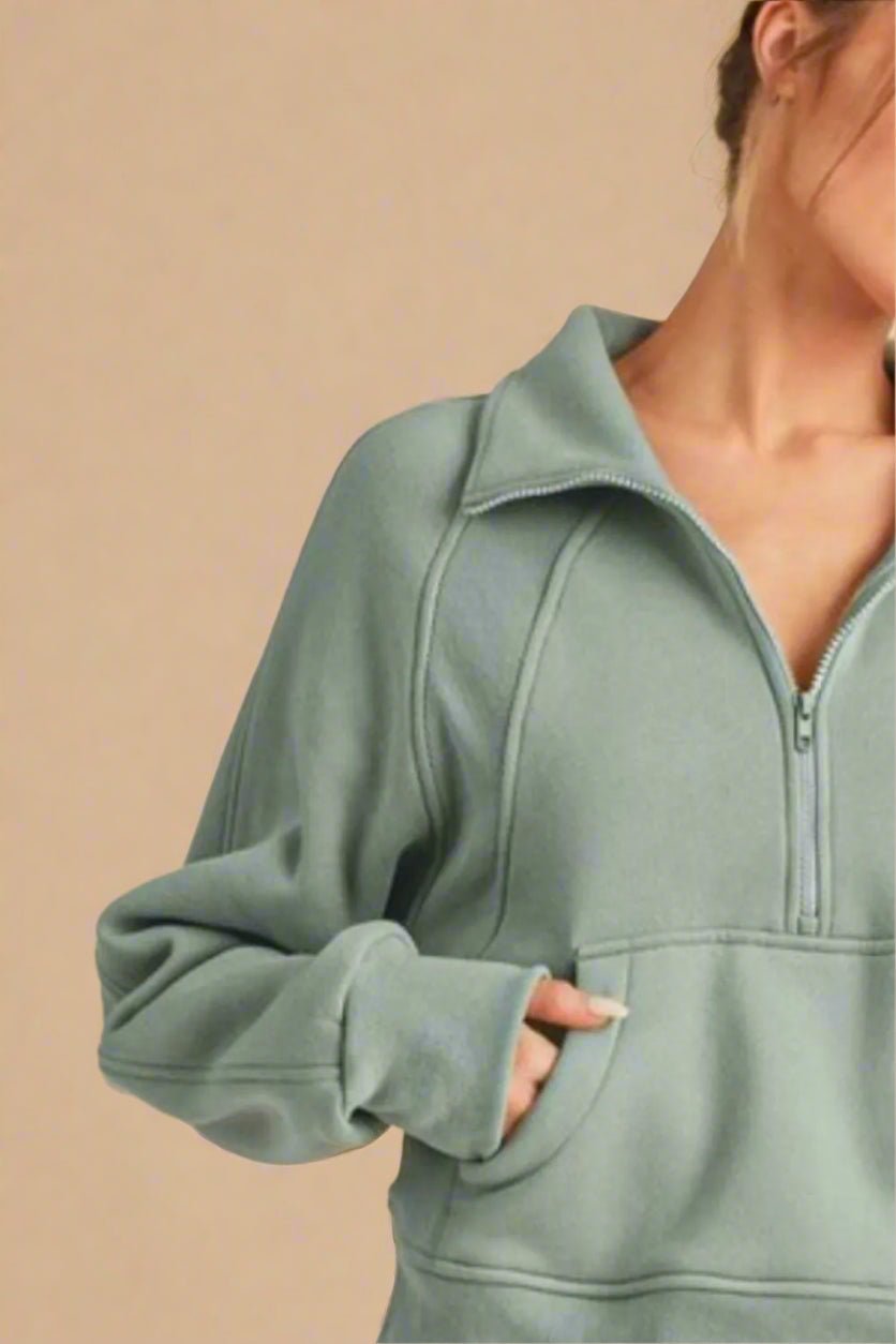 AEMI+CO - Sage Fleece Quarter - Zip Pullover