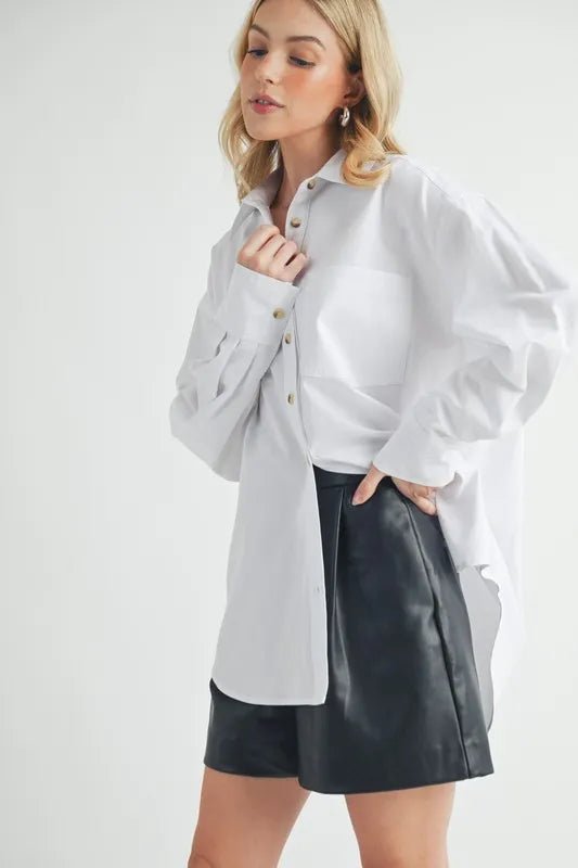 AEMI+CO - White Button - Up Poplin Shirt