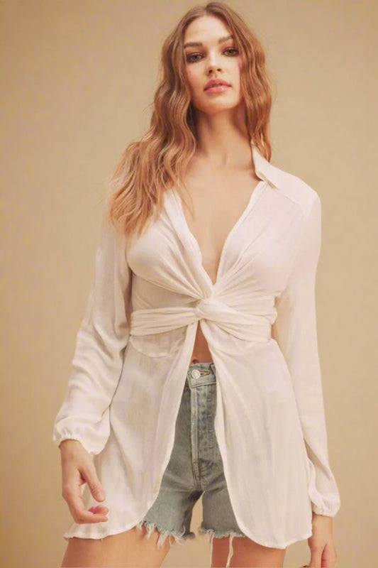 AEMI+CO - White Wrap Blouse