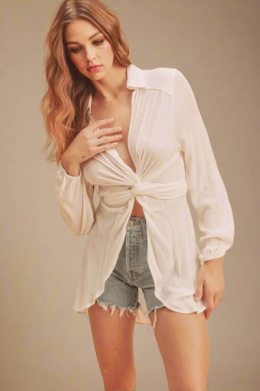 AEMI+CO - White Wrap Blouse