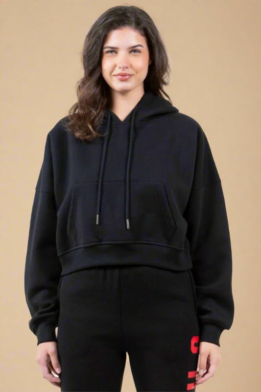 American Bazi - Black Chicago Cropped Hoodie