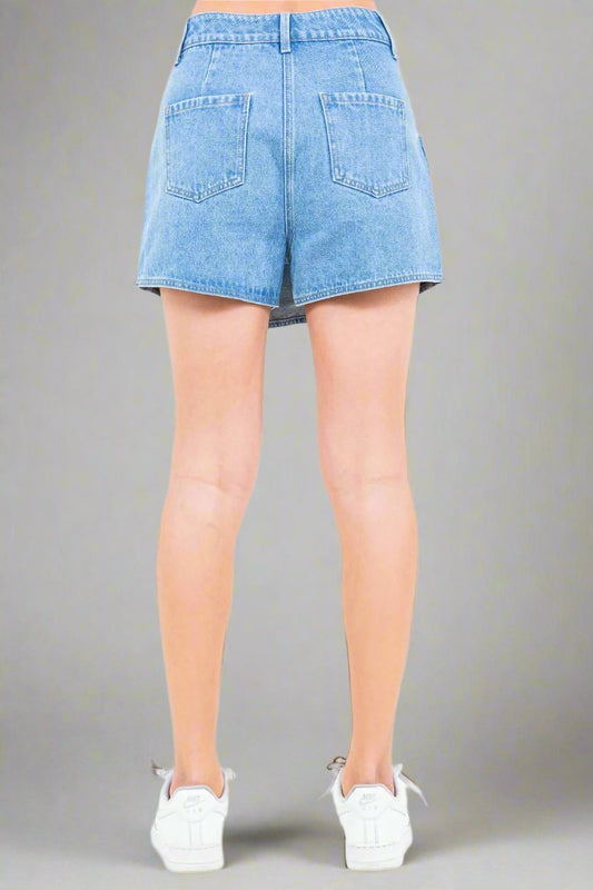 American Bazi - Light Wash Cargo Pocket Denim Mini Skort