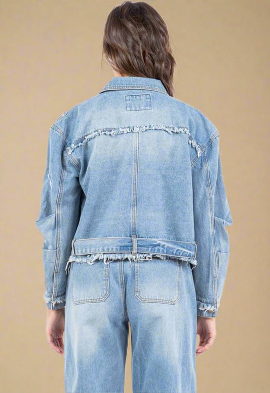 American Bazi - Light Wash Distressed Denim Jacket