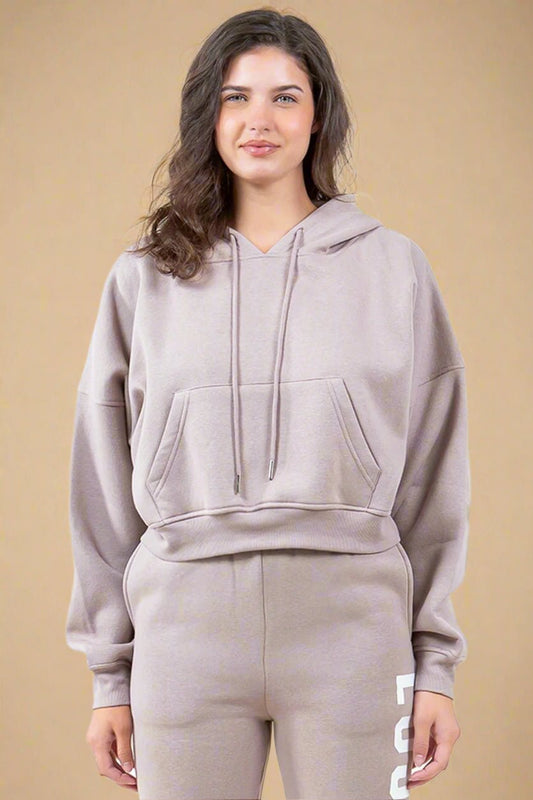 American Bazi - Los Angeles Cropped Hoodie in Dusty Rose