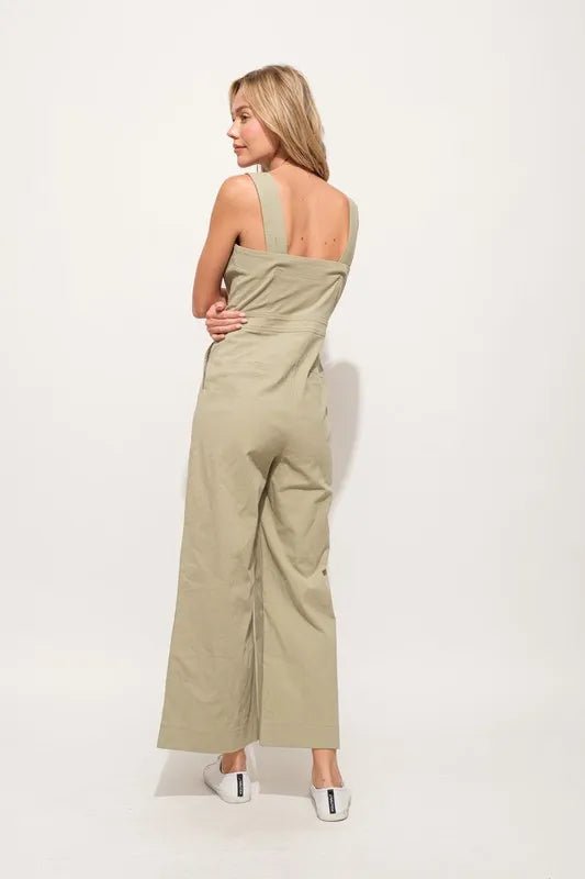 And the Why - Button Front Utility Jumpsuit – Soft Khaki