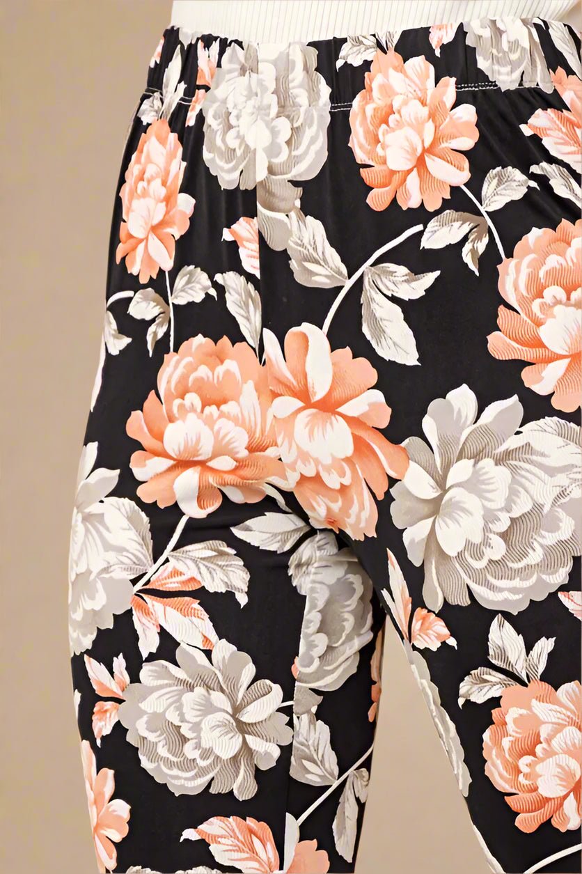 And the Why - Floral Flare Pants – Black Coral Cream