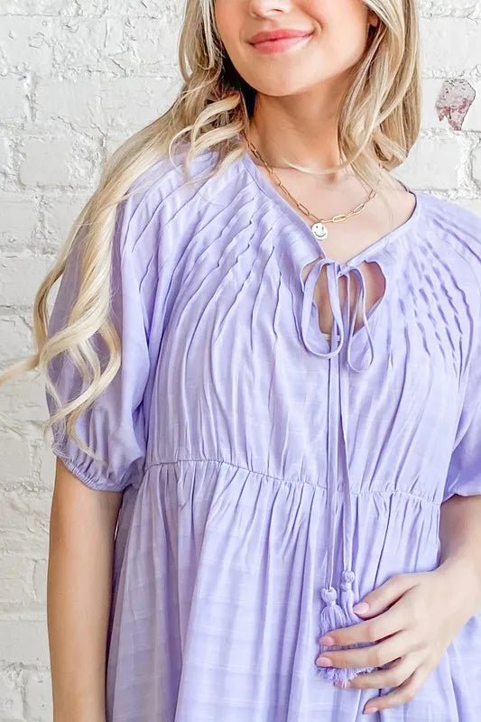 And the Why - Lilac Pintuck Peasant Blouse