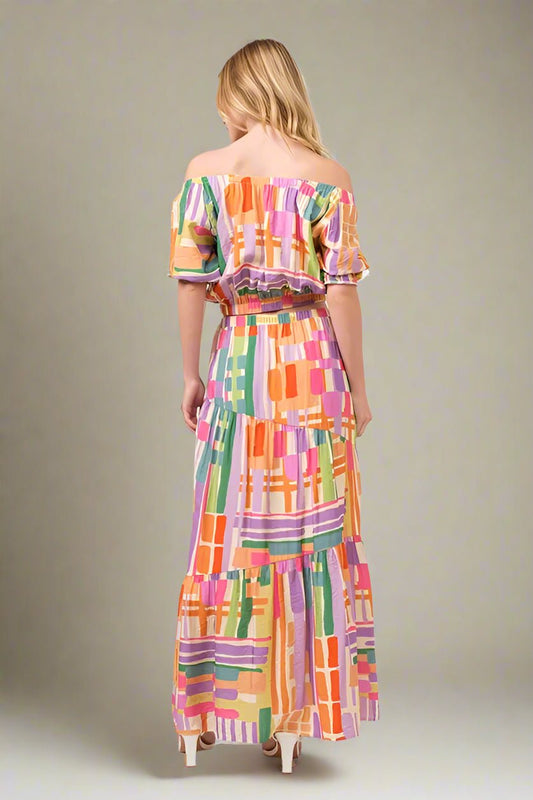 And the Why - Off - Shoulder Crop Top – Rainbow Patchwork