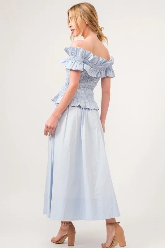 And the Why - Pale Blue Cotton Poplin Maxi Skirt