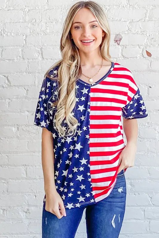 And the Why - Split Flag Stars & Stripes Tee
