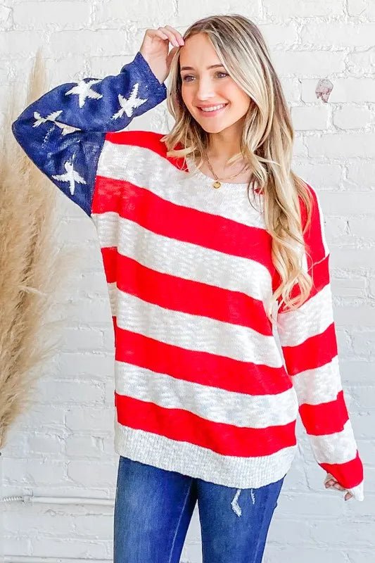 And the Why - Stars & Stripes Lightweight Knit Sweater