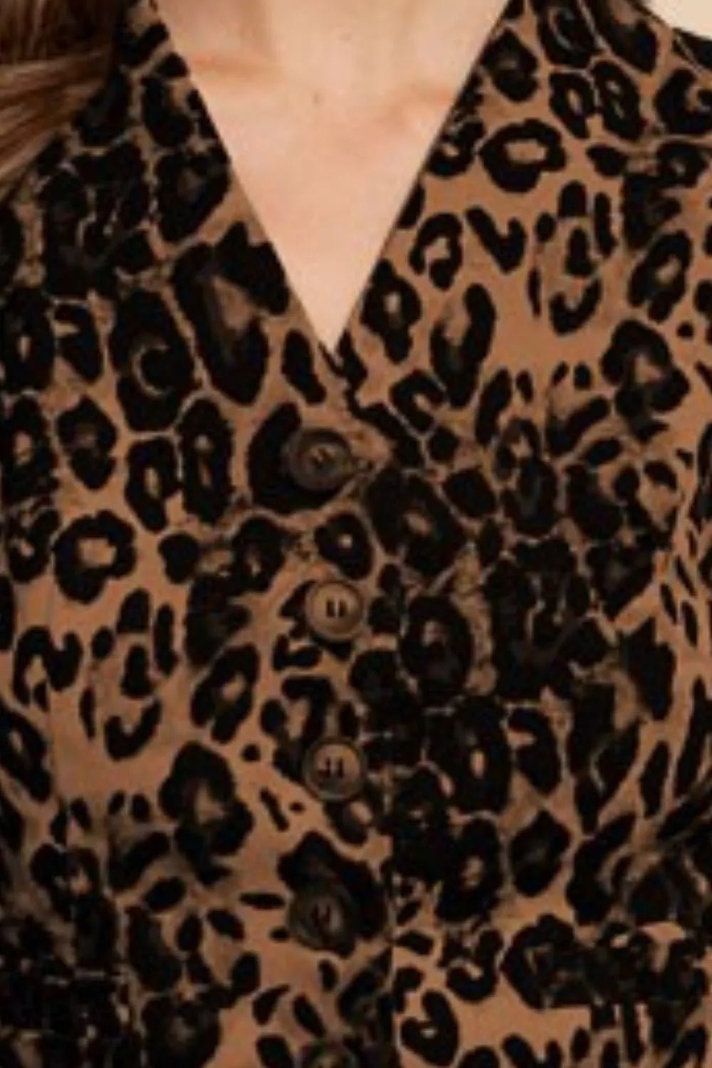 ANNIE WEAR - Brown Leopard Print Button Front Vest Top