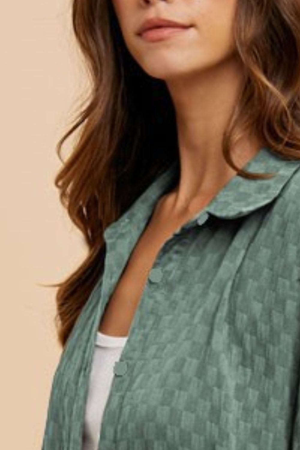 ANNIE WEAR - Checkered Half Sleeve Shirt in Dark Sage