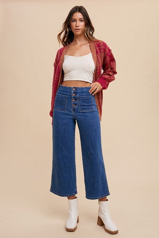 ANNIE WEAR - Dark Wash Button Fly High Waist Jeans
