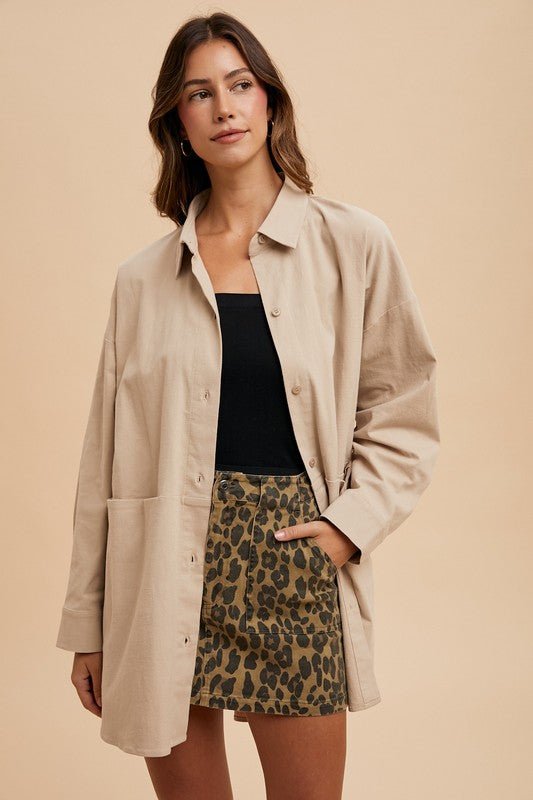 ANNIE WEAR - Leopard Print Mini Denim Cargo Skirt