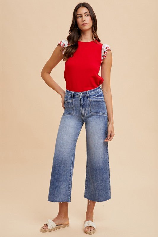 ANNIE WEAR - Medium Wash High Rise Wide Leg Jeans