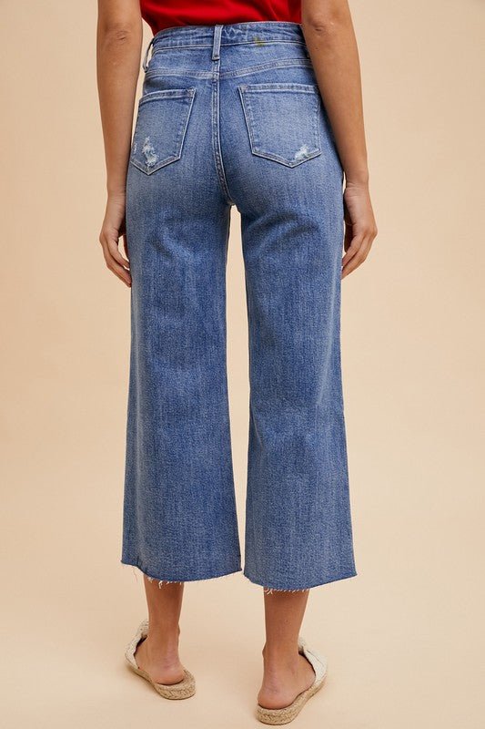 ANNIE WEAR - Medium Wash High Rise Wide Leg Jeans