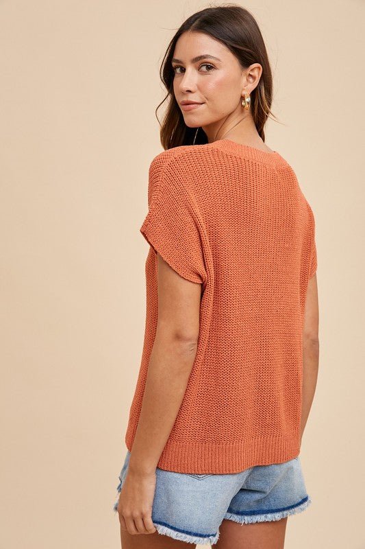 ANNIE WEAR - Short Sleeve Sweater in Terracotta
