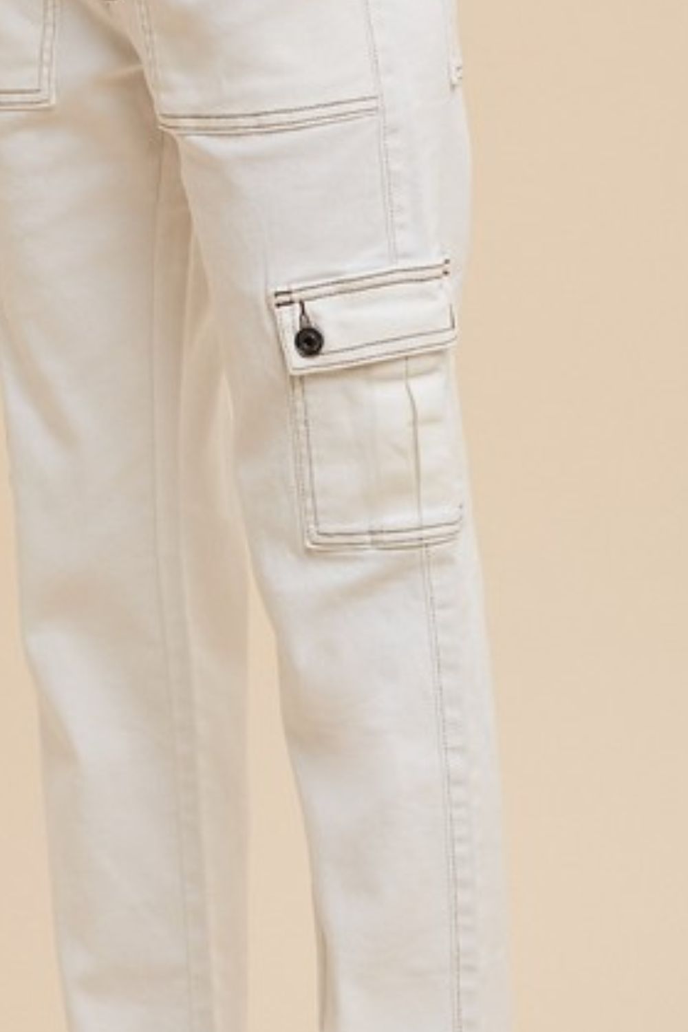 ANNIE WEAR - White Straight Leg Cargo Jeans