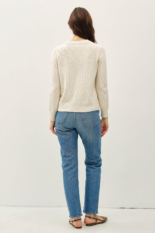 BE COOL - Heather Long Sleeve Sweater in Cream