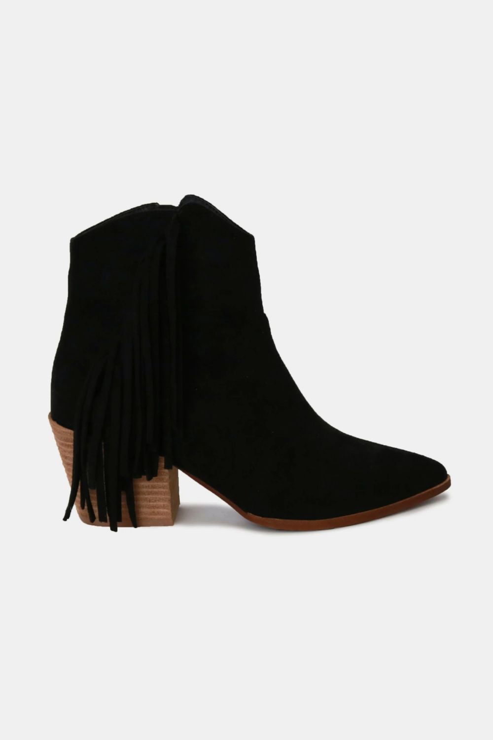 Suede Fringe Ankle Cowboy Boots Uk BEAST FASHION Black Suede